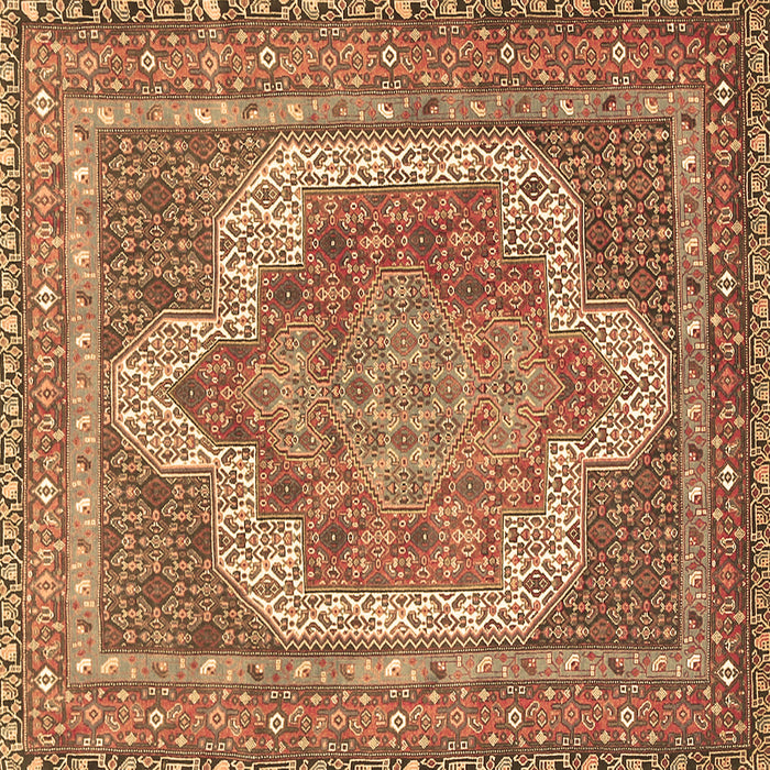 Square Machine Washable Medallion Brown Traditional Rug, wshtr3025brn