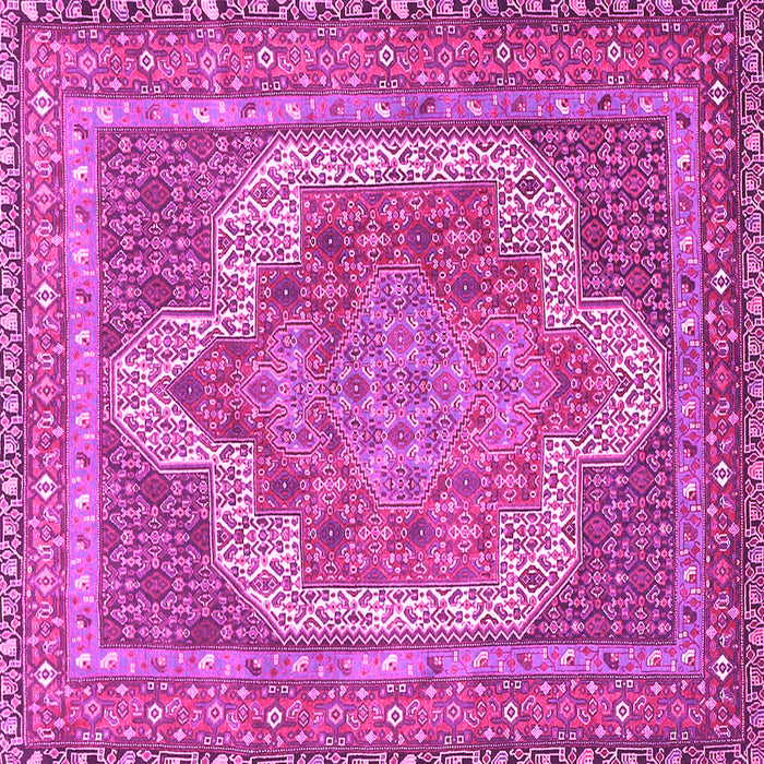 Square Machine Washable Medallion Pink Traditional Rug, wshtr3025pnk