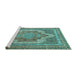 Sideview of Machine Washable Medallion Turquoise Traditional Area Rugs, wshtr3025turq