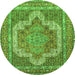 Machine Washable Medallion Green Traditional Area Rugs, wshtr3025grn