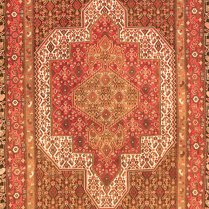 Serging Thickness of Machine Washable Medallion Orange Traditional Area Rugs, wshtr3025org