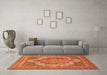 Machine Washable Medallion Orange Traditional Area Rugs in a Living Room, wshtr3025org