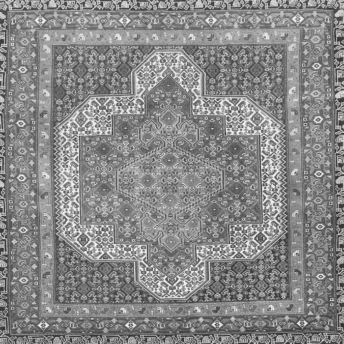 Round Machine Washable Medallion Gray Traditional Rug, wshtr3025gry