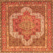 Round Machine Washable Medallion Orange Traditional Area Rugs, wshtr3025org