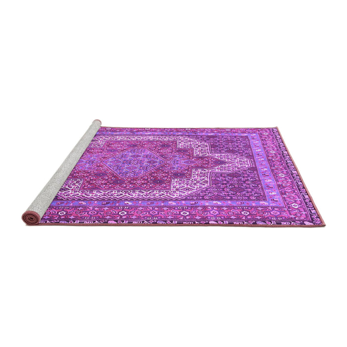 Sideview of Machine Washable Medallion Purple Traditional Area Rugs, wshtr3025pur