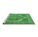 Sideview of Machine Washable Medallion Emerald Green Traditional Area Rugs, wshtr3025emgrn