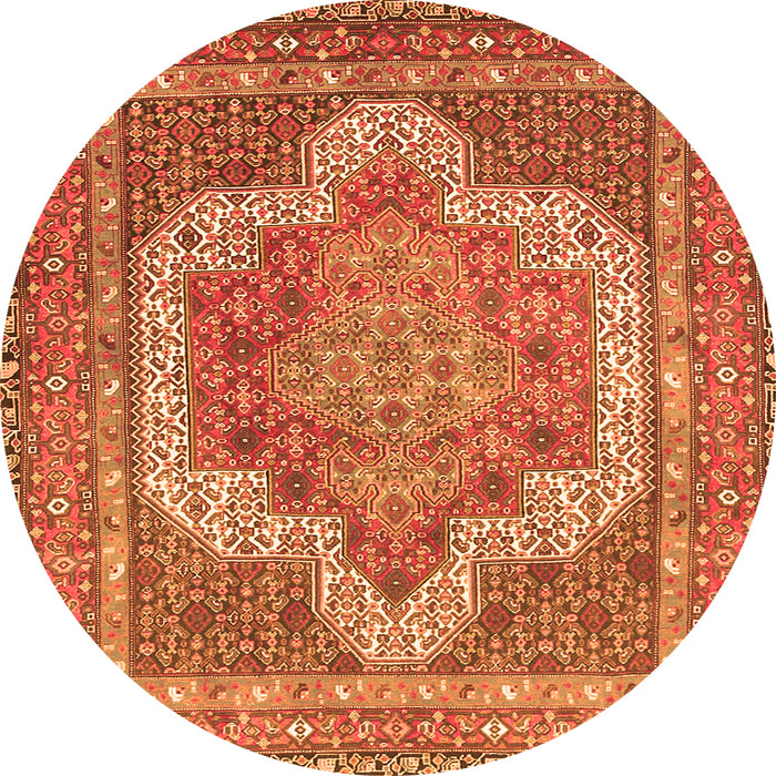 Machine Washable Medallion Orange Traditional Area Rugs, wshtr3025org
