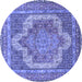 Round Medallion Blue Traditional Rug, tr3025blu