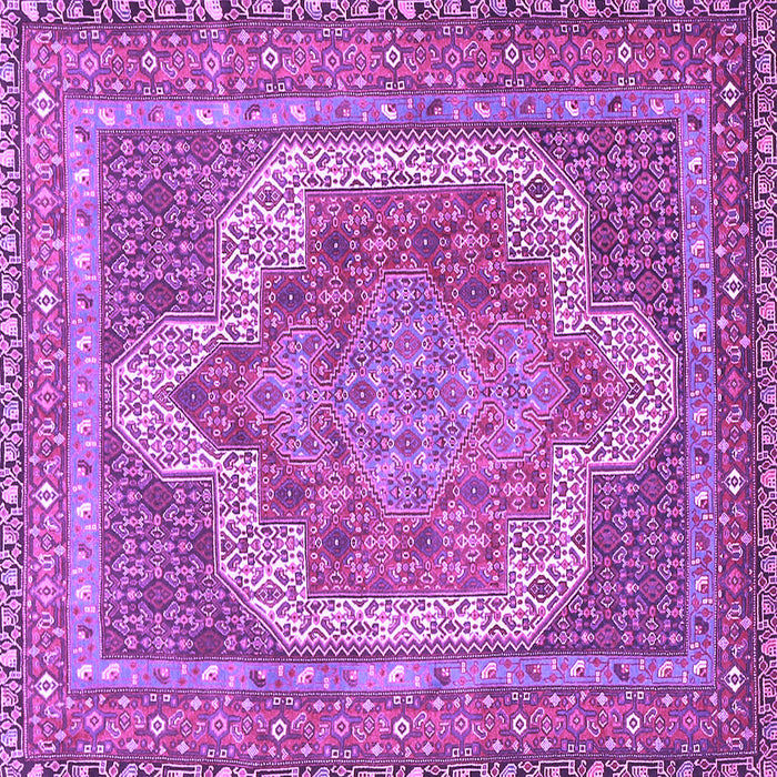 Square Machine Washable Medallion Purple Traditional Area Rugs, wshtr3025pur