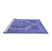 Sideview of Machine Washable Medallion Blue Traditional Rug, wshtr3025blu