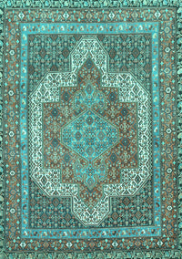 Medallion Turquoise Traditional Rug, tr3025turq