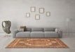 Machine Washable Medallion Brown Traditional Rug in a Living Room,, wshtr3025brn