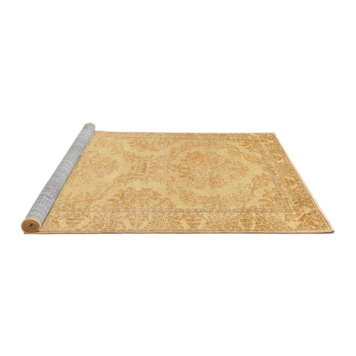 Sideview of Machine Washable Traditional Orange Rug, wshtr3026