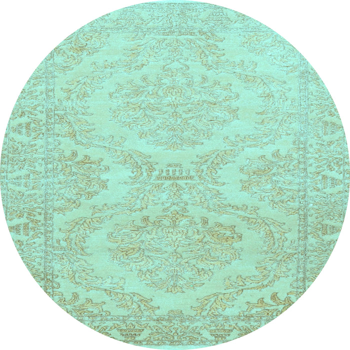 Round Machine Washable Persian Light Blue Traditional Rug, wshtr3026lblu