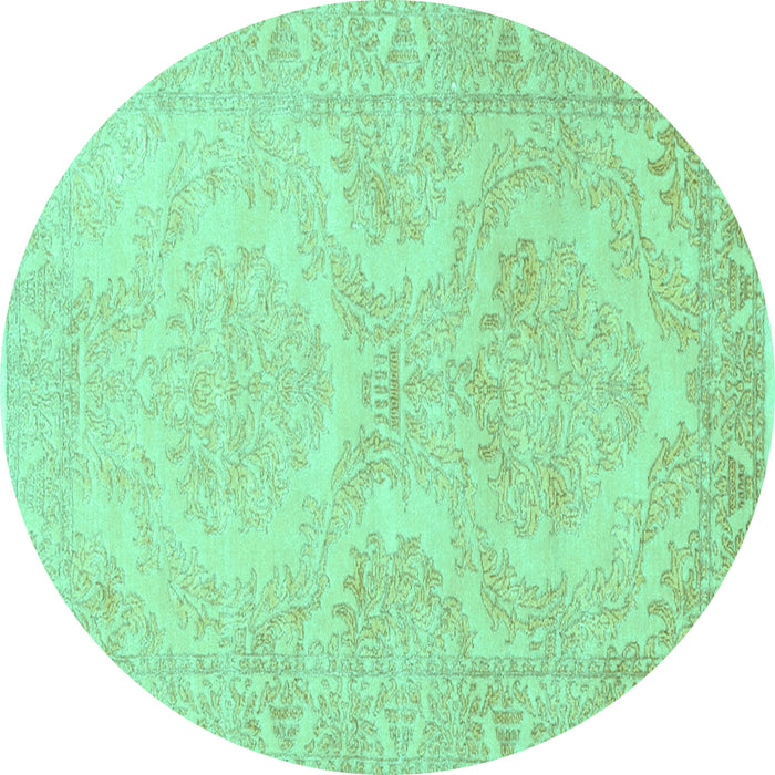 Round Machine Washable Persian Turquoise Traditional Area Rugs, wshtr3026turq