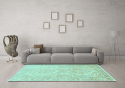 Machine Washable Persian Light Blue Traditional Rug in a Living Room, wshtr3026lblu