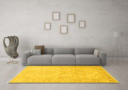 Machine Washable Persian Yellow Traditional Rug in a Living Room, wshtr3026yw
