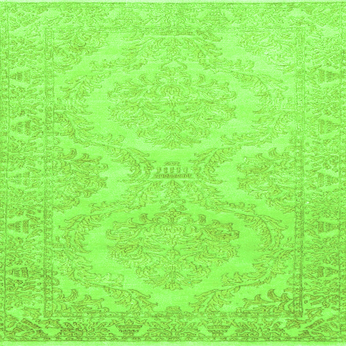 Round Machine Washable Persian Green Traditional Area Rugs, wshtr3026grn
