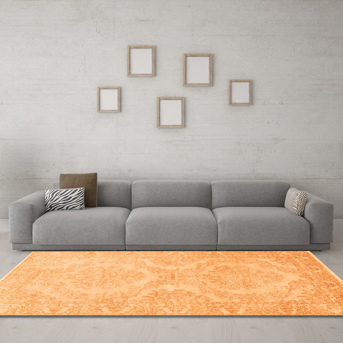 Machine Washable Persian Orange Traditional Area Rugs in a Living Room, wshtr3026org