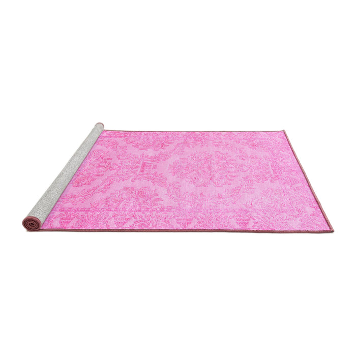 Sideview of Machine Washable Persian Pink Traditional Rug, wshtr3026pnk