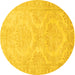 Round Persian Yellow Traditional Rug, tr3026yw