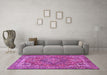 Machine Washable Persian Purple Traditional Area Rugs in a Living Room, wshtr3027pur