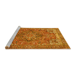 Sideview of Machine Washable Persian Yellow Traditional Rug, wshtr3027yw