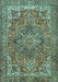 Machine Washable Persian Turquoise Traditional Area Rugs, wshtr3027turq