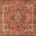 Square Machine Washable Persian Brown Traditional Rug, wshtr3027brn