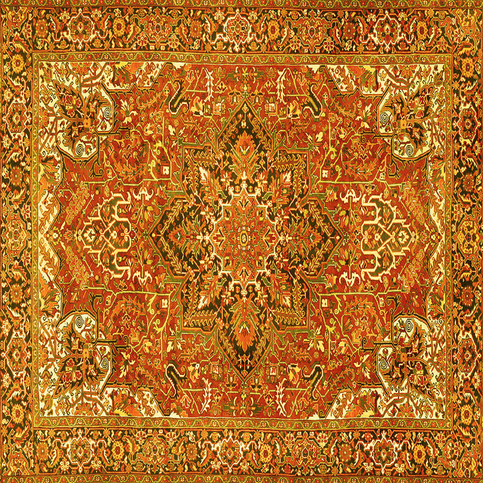 Square Machine Washable Persian Yellow Traditional Rug, wshtr3027yw