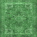 Square Machine Washable Persian Emerald Green Traditional Area Rugs, wshtr3027emgrn