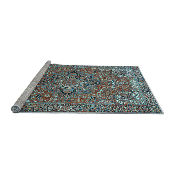 Sideview of Machine Washable Persian Light Blue Traditional Rug, wshtr3027lblu
