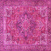 Square Machine Washable Persian Pink Traditional Rug, wshtr3027pnk