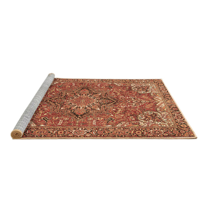 Sideview of Machine Washable Persian Brown Traditional Rug, wshtr3027brn