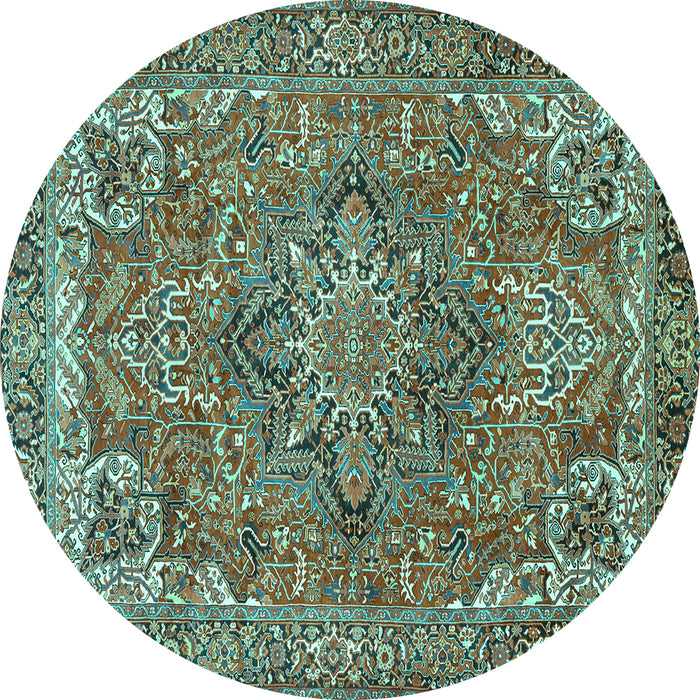 Round Persian Turquoise Traditional Rug, tr3027turq