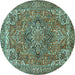 Round Persian Turquoise Traditional Rug, tr3027turq