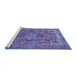 Sideview of Machine Washable Persian Blue Traditional Rug, wshtr3027blu