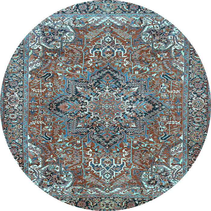 Round Machine Washable Persian Light Blue Traditional Rug, wshtr3027lblu