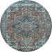 Round Machine Washable Persian Light Blue Traditional Rug, wshtr3027lblu