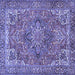 Square Machine Washable Persian Blue Traditional Rug, wshtr3027blu