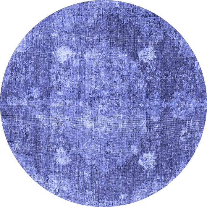 Round Machine Washable Persian Blue Traditional Rug, wshtr3028blu