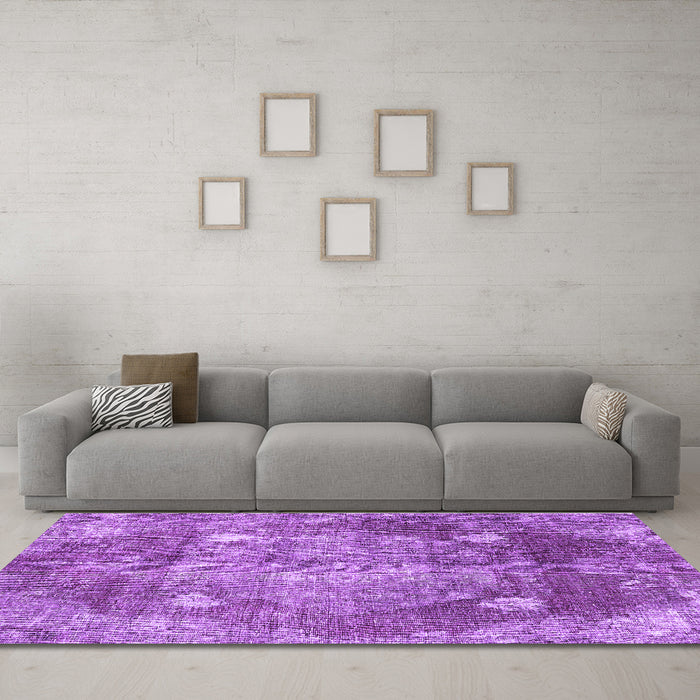 Machine Washable Persian Purple Traditional Area Rugs in a Living Room, wshtr3028pur