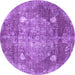 Round Persian Purple Traditional Rug, tr3028pur