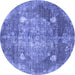 Round Persian Blue Traditional Rug, tr3028blu