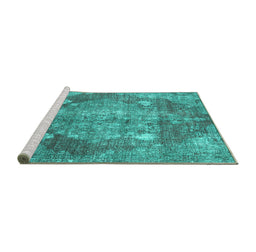 Sideview of Machine Washable Persian Turquoise Traditional Area Rugs, wshtr3028turq