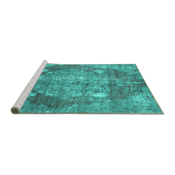 Sideview of Machine Washable Persian Turquoise Traditional Area Rugs, wshtr3028turq