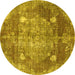 Round Machine Washable Persian Yellow Traditional Rug, wshtr3028yw