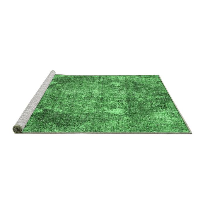 Sideview of Machine Washable Persian Emerald Green Traditional Area Rugs, wshtr3028emgrn