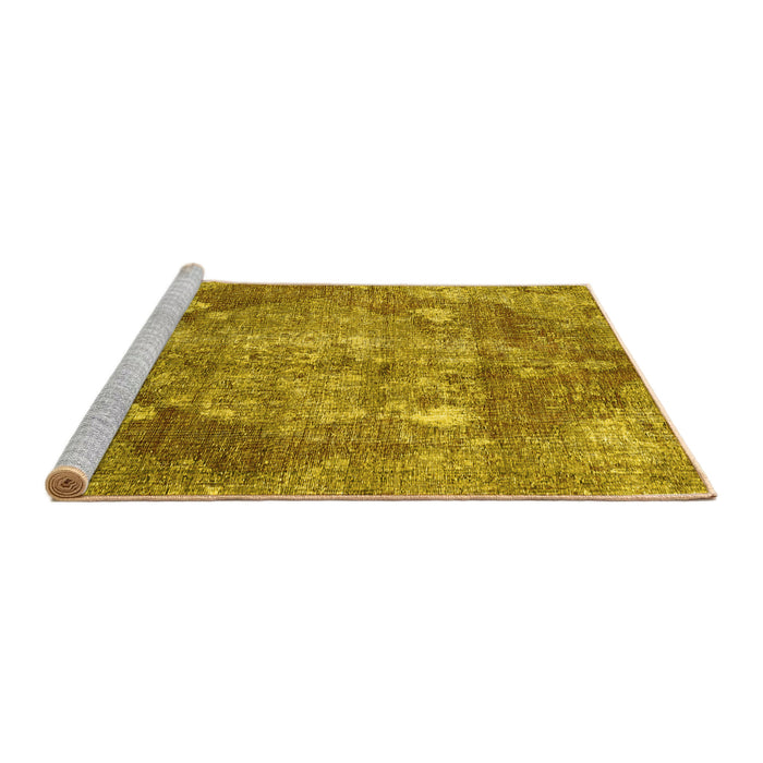 Sideview of Machine Washable Persian Yellow Traditional Rug, wshtr3028yw