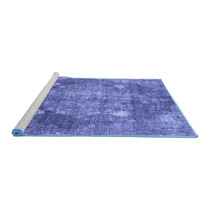 Sideview of Machine Washable Persian Blue Traditional Rug, wshtr3028blu